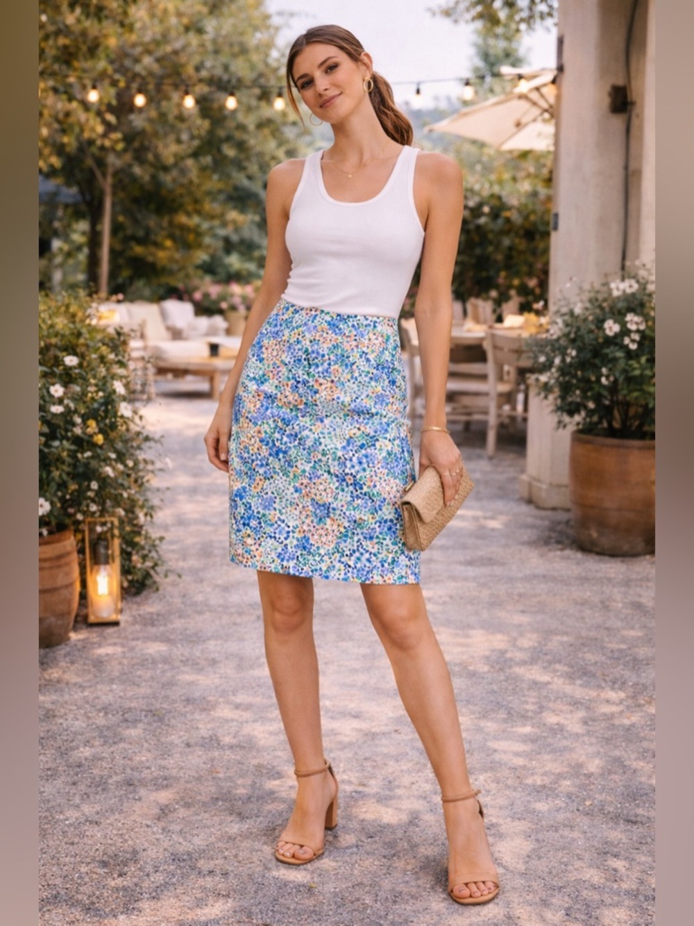 🔥J.Crew Floral Pencil Skirt Colorful Spring Summer Chic